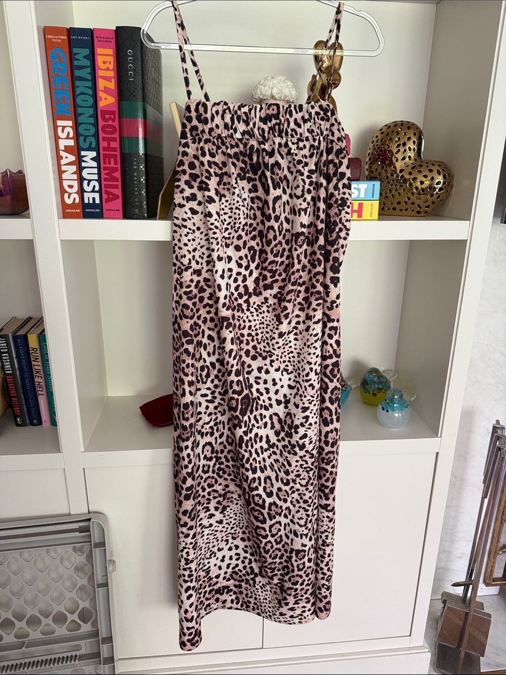 Zara Pink and Black Leopard-Print Maxi Slip Skirt